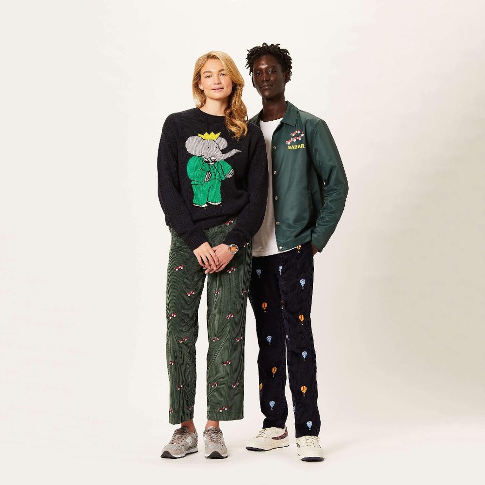 BNWT BABAR x ROWING BLAZERS CORDUROY PANTS DARK FOREST HUNTER GREEN EMBROIDERY